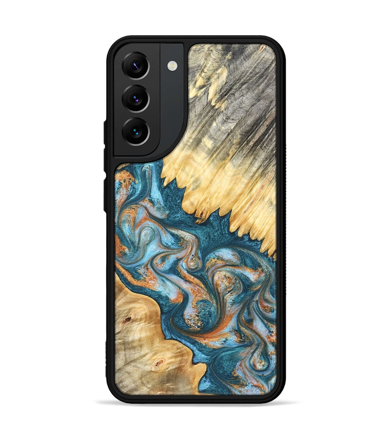 Galaxy S22 Plus Wood Phone Case - Carmine (Teal & Gold, 823722)