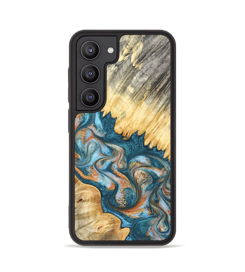Galaxy S23 Wood Phone Case - Carmine (Teal & Gold, 823722)