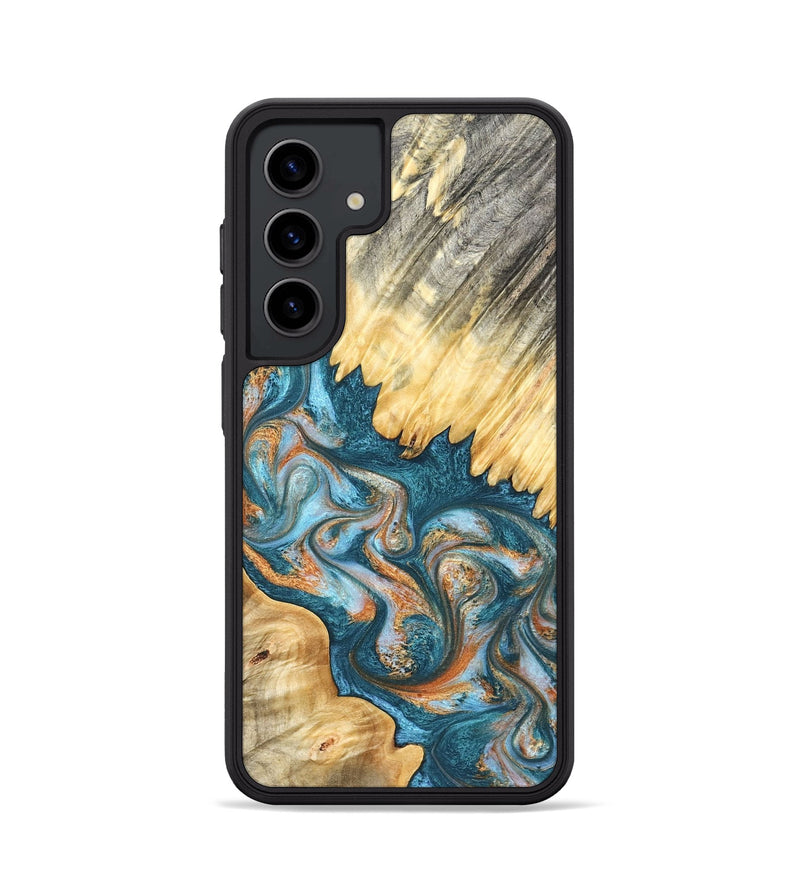 Galaxy S24 Wood Phone Case - Carmine (Teal & Gold, 823722)