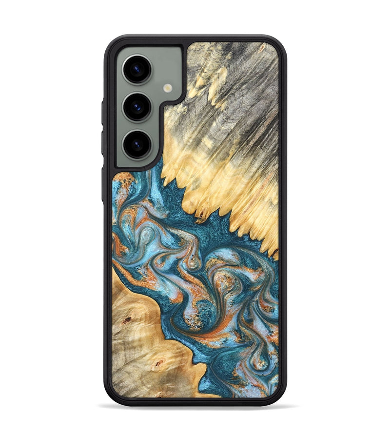Galaxy S24 Plus Wood Phone Case - Carmine (Teal & Gold, 823722)