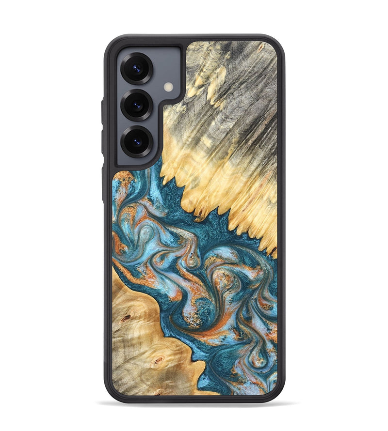 Galaxy S25 Plus Wood Phone Case - Carmine (Teal & Gold, 823722)