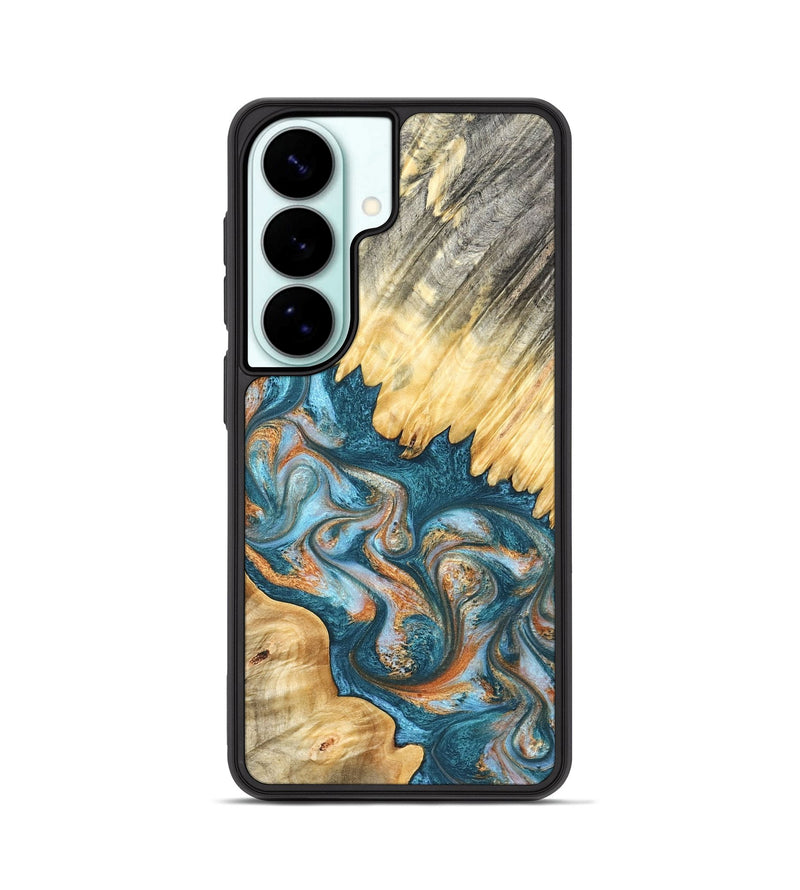 Galaxy S26 Wood Phone Case - Carmine (Teal & Gold, 823722)