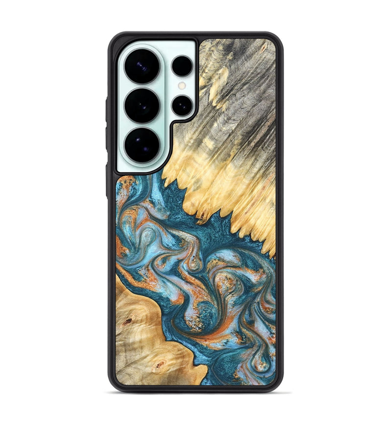 Galaxy S26 Ultra Wood Phone Case - Carmine (Teal & Gold, 823722)