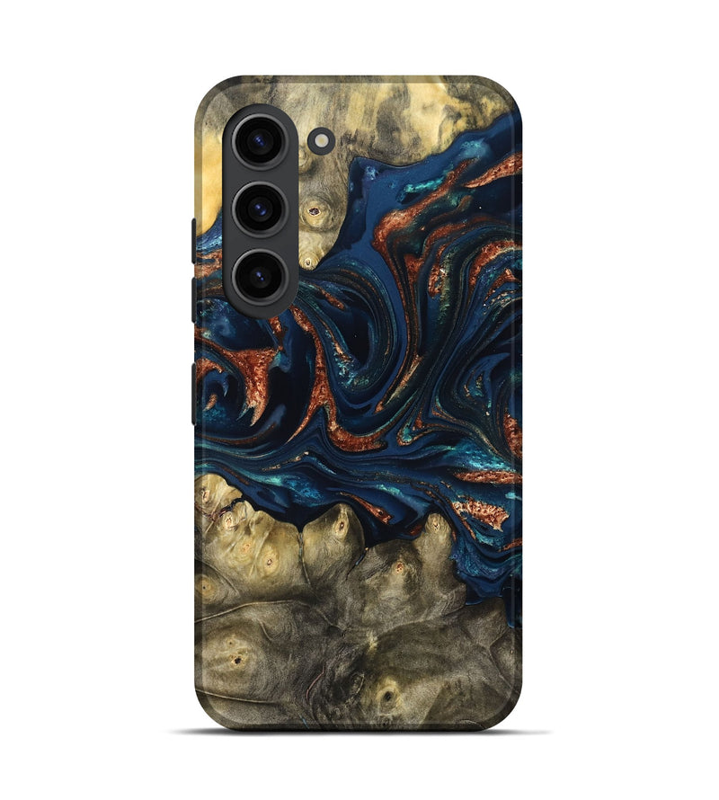 Galaxy S23 Wood Live Edge Phone Case - Jerald (Teal & Gold, 823730)