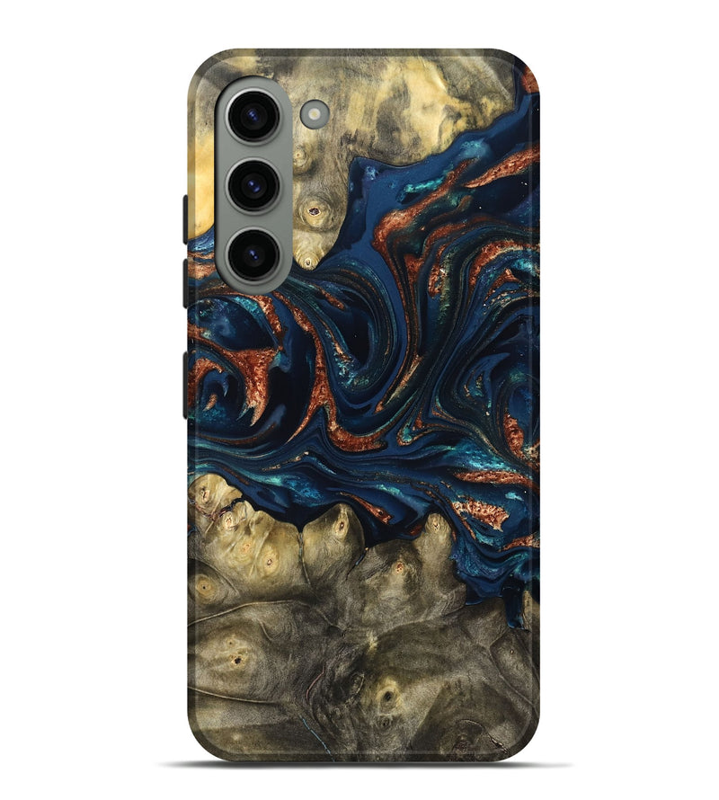 Galaxy S23 Plus Wood Live Edge Phone Case - Jerald (Teal & Gold, 823730)