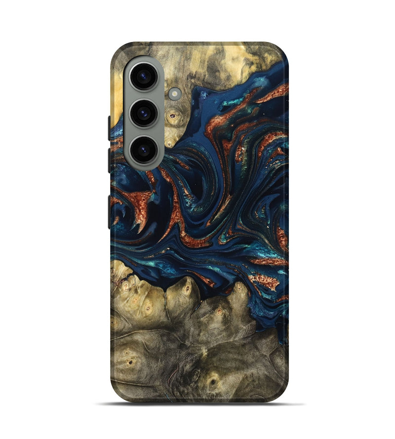 Galaxy S24 Wood Live Edge Phone Case - Jerald (Teal & Gold, 823730)