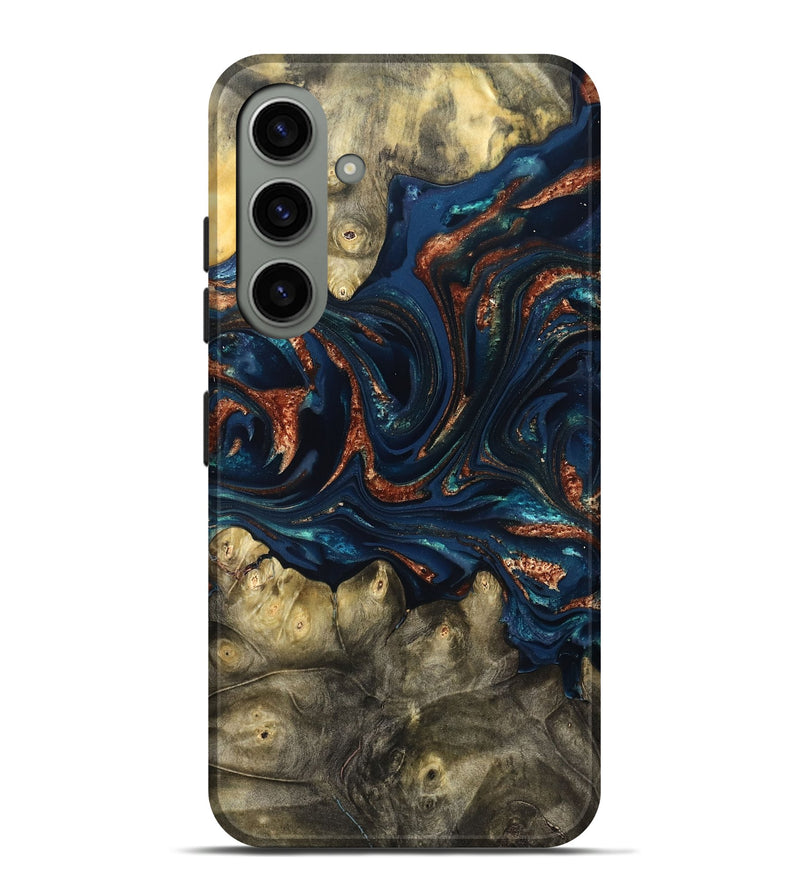 Galaxy S24 Plus Wood Live Edge Phone Case - Jerald (Teal & Gold, 823730)