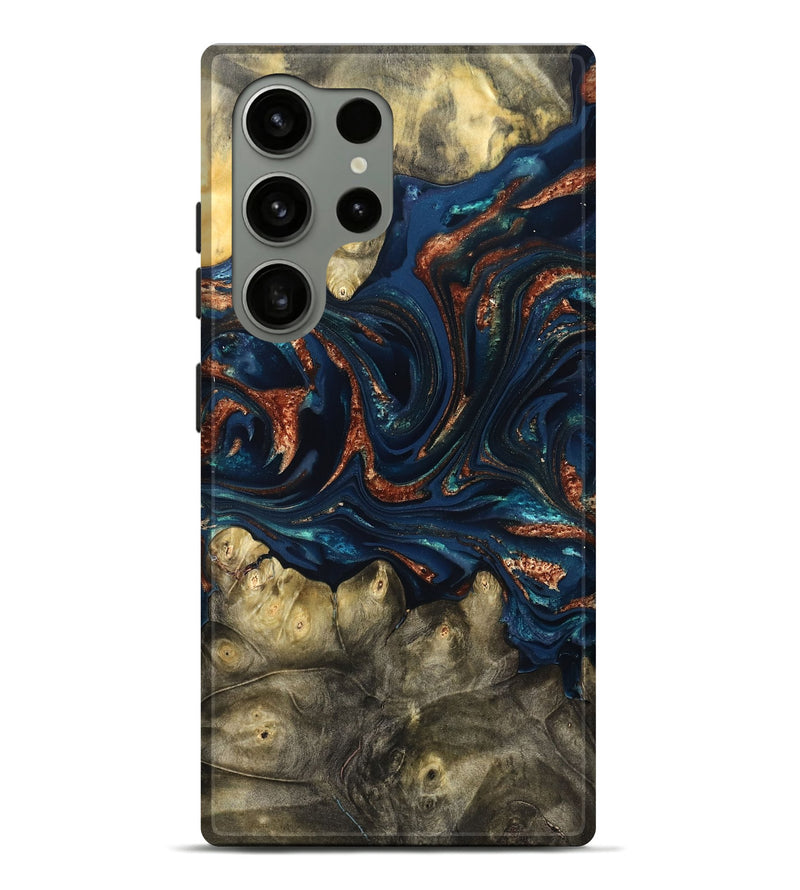 Galaxy S24 Ultra Wood Live Edge Phone Case - Jerald (Teal & Gold, 823730)