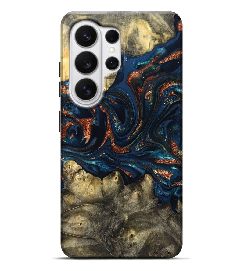 Galaxy S26 Ultra Wood Live Edge Phone Case - Jerald (Teal & Gold, 823730)
