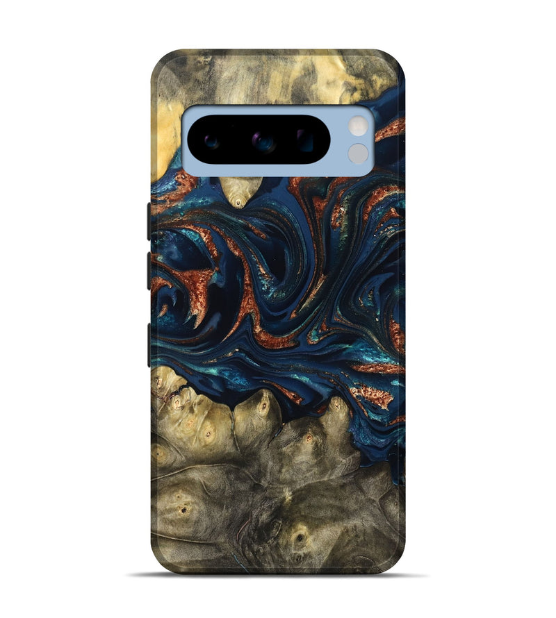 Pixel 8 Pro Wood Live Edge Phone Case - Jerald (Teal & Gold, 823730)