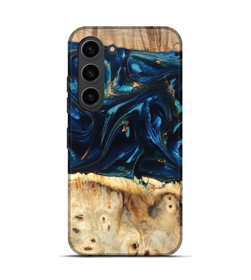 Galaxy S23 Wood Live Edge Phone Case - Zelma (Teal & Gold, 823731)