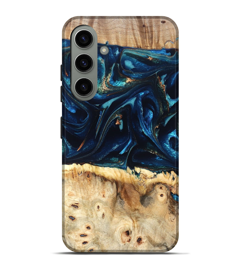Galaxy S24 Plus Wood Live Edge Phone Case - Zelma (Teal & Gold, 823731)