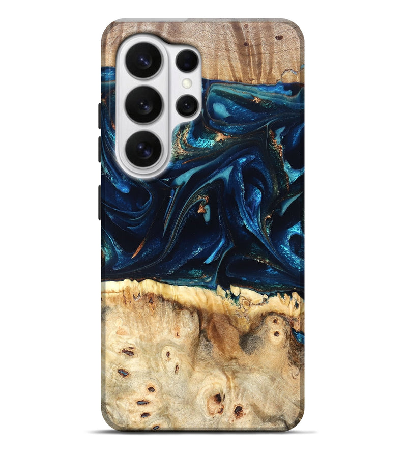 Galaxy S26 Ultra Wood Live Edge Phone Case - Zelma (Teal & Gold, 823731)