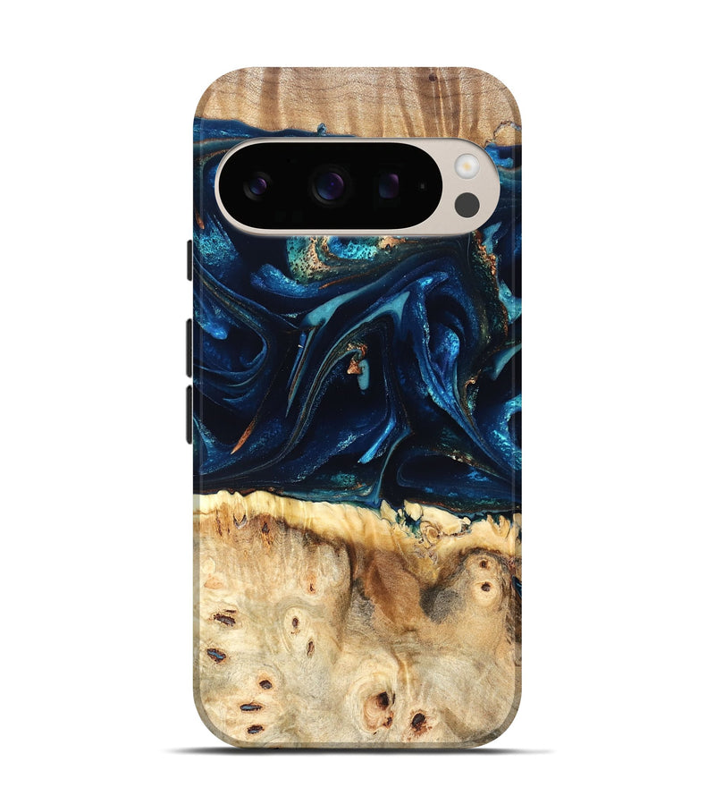 Pixel 10 Wood Live Edge Phone Case - Zelma (Teal & Gold, 823731)