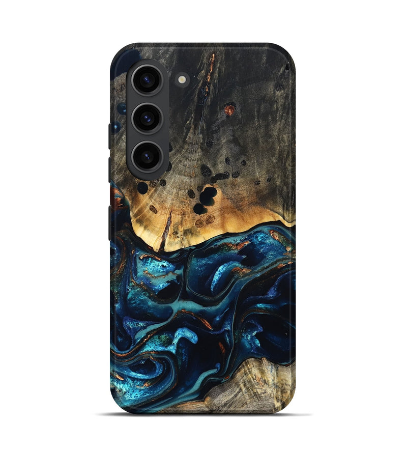 Galaxy S23 Wood Live Edge Phone Case - Flynn (Teal & Gold, 823732)