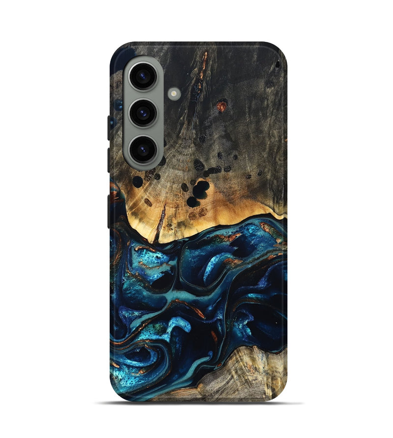 Galaxy S24 Wood Live Edge Phone Case - Flynn (Teal & Gold, 823732)