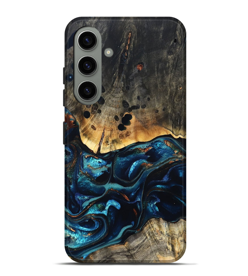 Galaxy S24 Plus Wood Live Edge Phone Case - Flynn (Teal & Gold, 823732)