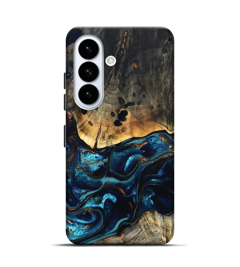 Galaxy S26 Wood Live Edge Phone Case - Flynn (Teal & Gold, 823732)