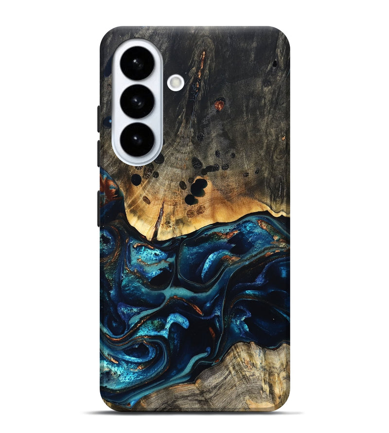 Galaxy S26 Plus Wood Live Edge Phone Case - Flynn (Teal & Gold, 823732)
