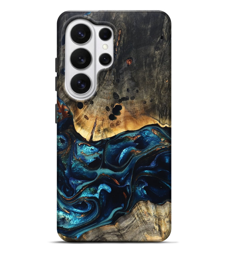Galaxy S26 Ultra Wood Live Edge Phone Case - Flynn (Teal & Gold, 823732)