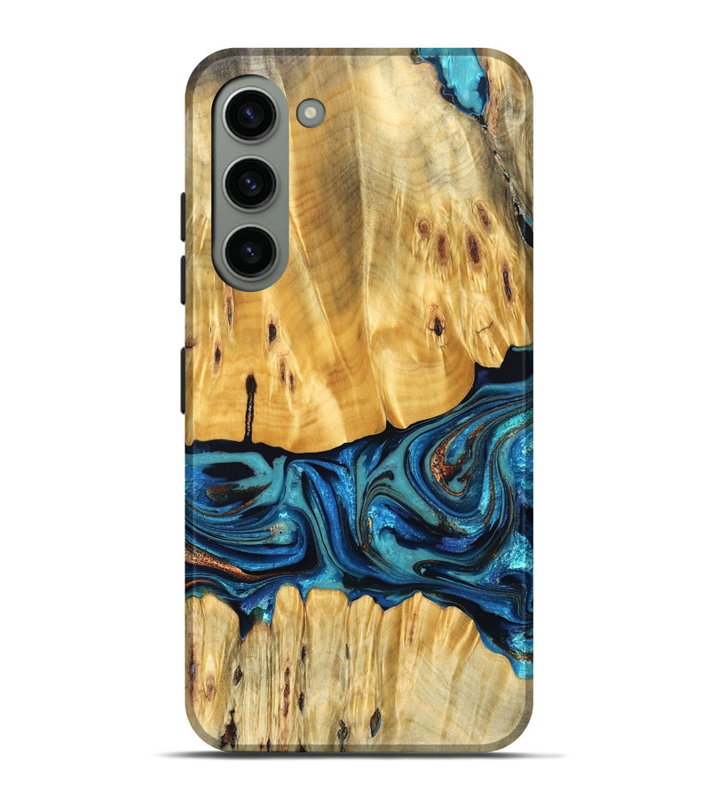 Galaxy S23 Plus Wood Live Edge Phone Case - Cade (Teal & Gold, 823733)