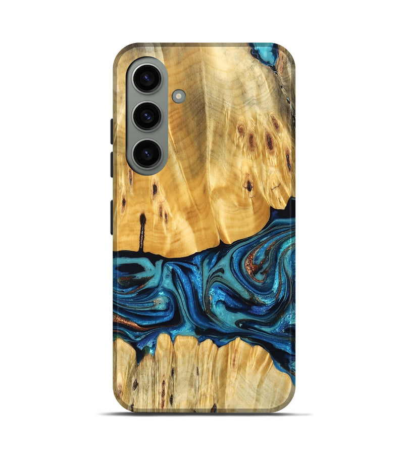 Galaxy S24 Wood Live Edge Phone Case - Cade (Teal & Gold, 823733)