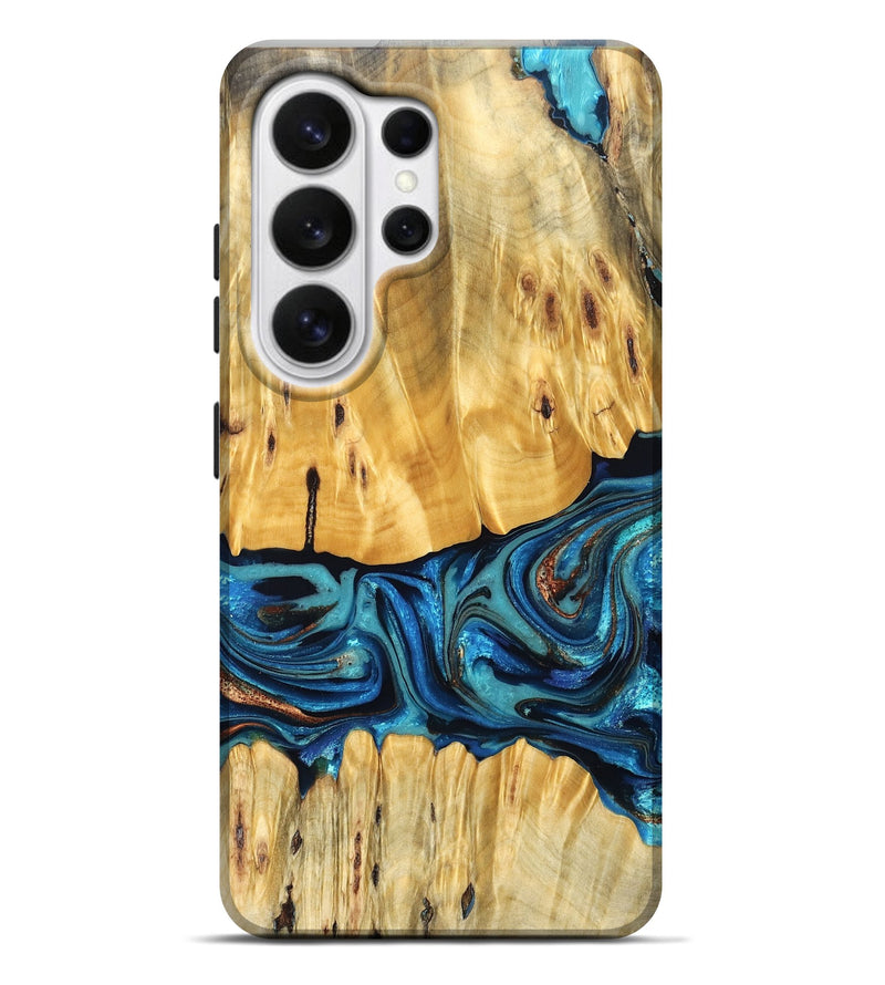 Galaxy S26 Ultra Wood Live Edge Phone Case - Cade (Teal & Gold, 823733)