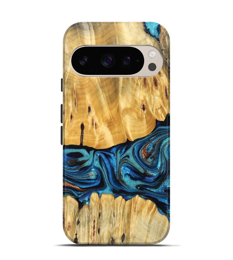 Pixel 10 Wood Live Edge Phone Case - Cade (Teal & Gold, 823733)