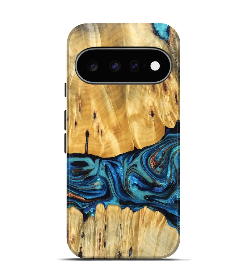 Pixel 11 Wood Live Edge Phone Case - Cade (Teal & Gold, 823733)