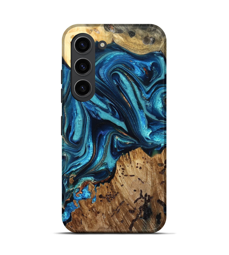 Galaxy S23 Wood Live Edge Phone Case - Bernie (Teal & Gold, 823736)