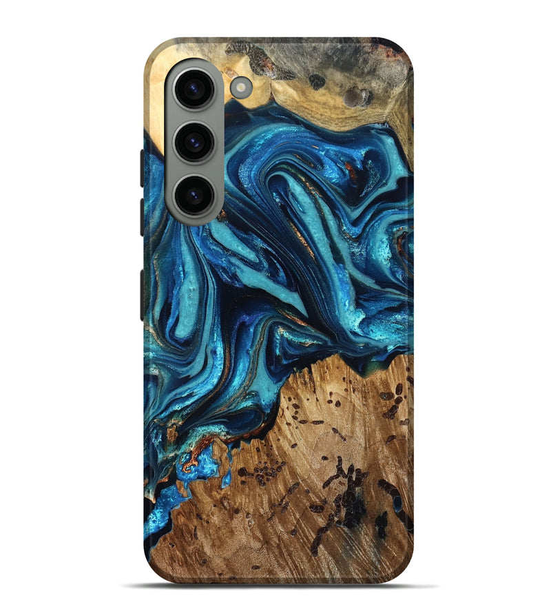Galaxy S23 Plus Wood Live Edge Phone Case - Bernie (Teal & Gold, 823736)