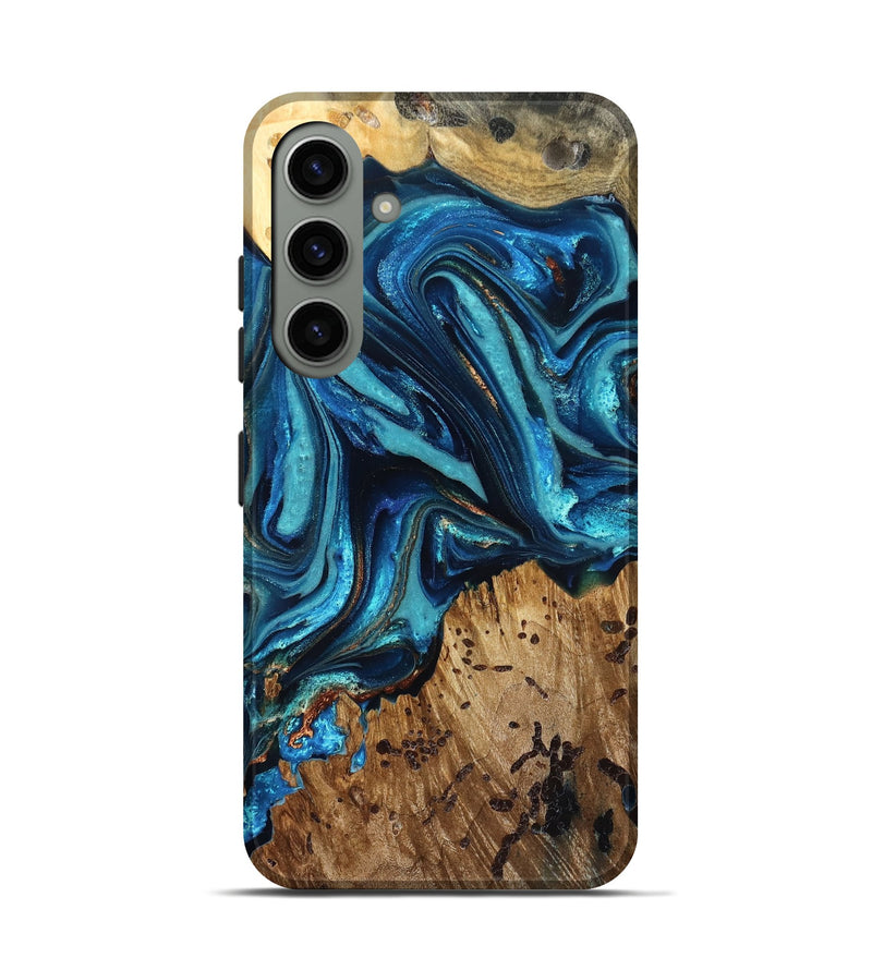 Galaxy S24 Wood Live Edge Phone Case - Bernie (Teal & Gold, 823736)