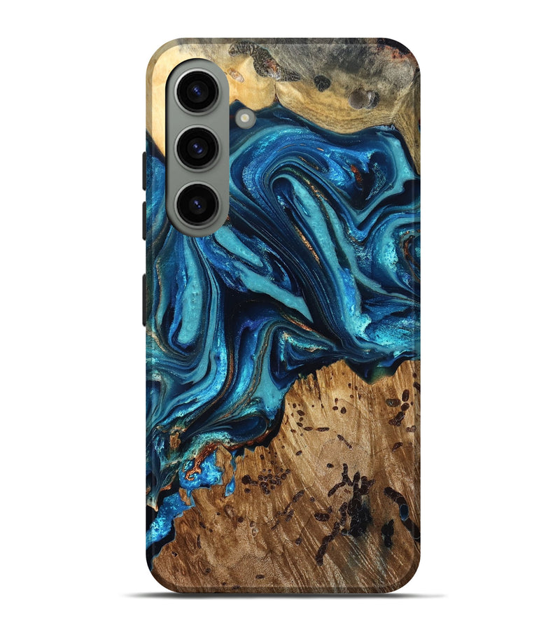 Galaxy S24 Plus Wood Live Edge Phone Case - Bernie (Teal & Gold, 823736)