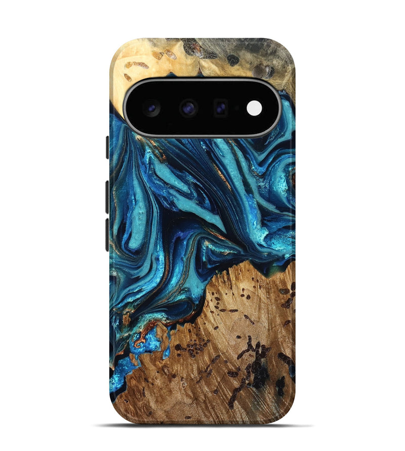Pixel 11 Wood Live Edge Phone Case - Bernie (Teal & Gold, 823736)