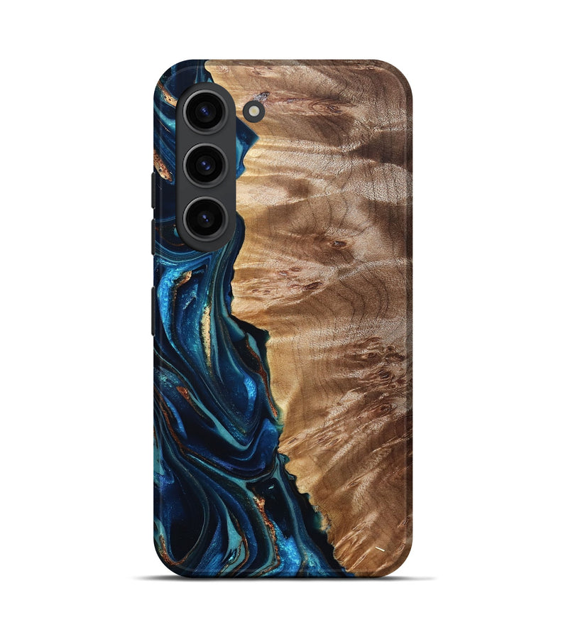 Galaxy S23 Wood Live Edge Phone Case - Bryn (Teal & Gold, 823737)