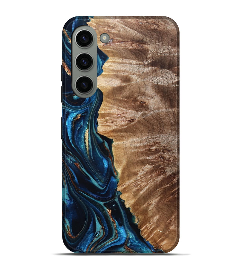 Galaxy S23 Plus Wood Live Edge Phone Case - Bryn (Teal & Gold, 823737)