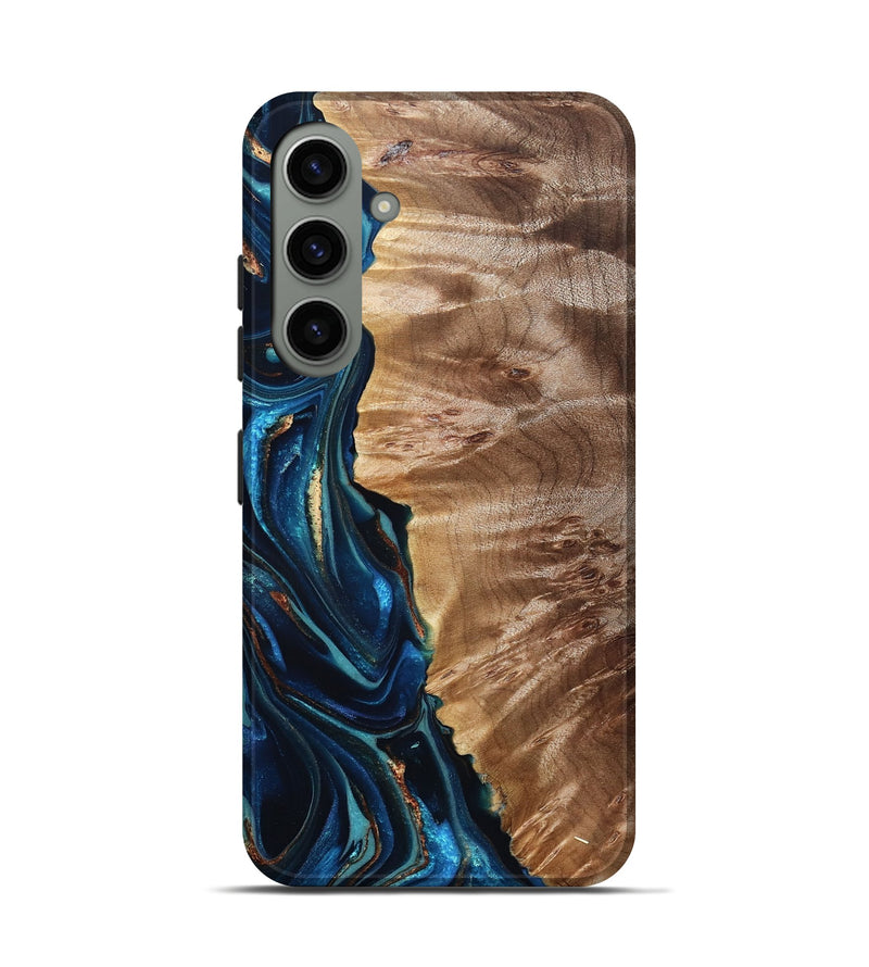 Galaxy S24 Wood Live Edge Phone Case - Bryn (Teal & Gold, 823737)