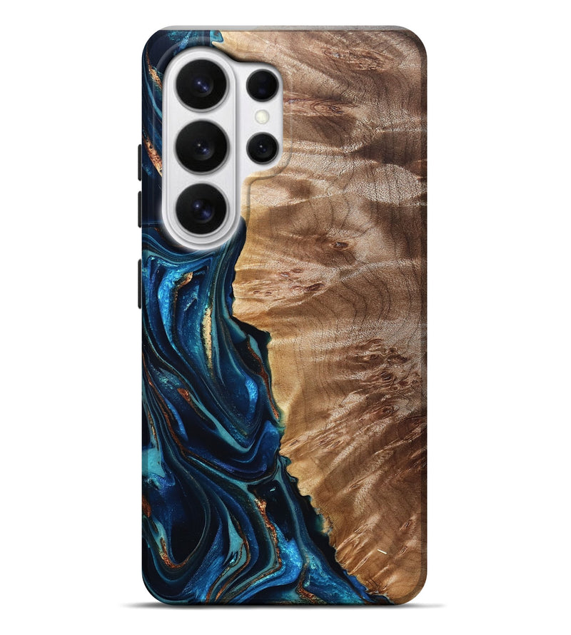 Galaxy S26 Ultra Wood Live Edge Phone Case - Bryn (Teal & Gold, 823737)
