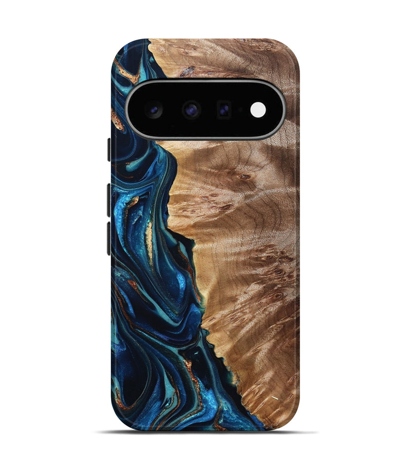 Pixel 11 Wood Live Edge Phone Case - Bryn (Teal & Gold, 823737)