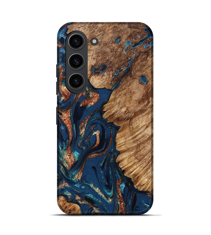 Galaxy S23 Wood Live Edge Phone Case - Rosalee (Teal & Gold, 823738)