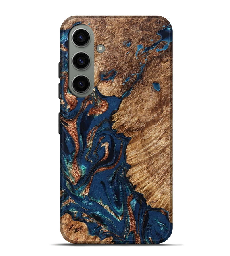 Galaxy S24 Plus Wood Live Edge Phone Case - Rosalee (Teal & Gold, 823738)