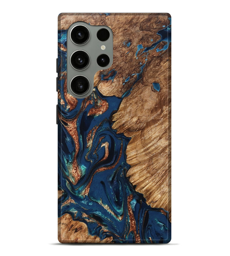 Galaxy S24 Ultra Wood Live Edge Phone Case - Rosalee (Teal & Gold, 823738)