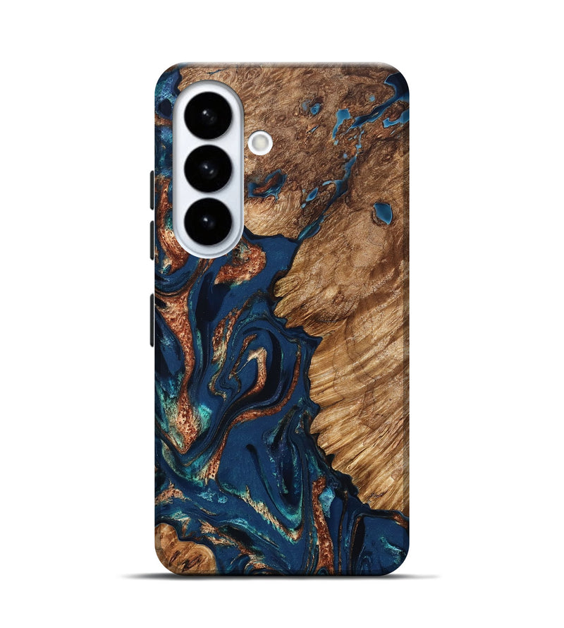 Galaxy S26 Wood Live Edge Phone Case - Rosalee (Teal & Gold, 823738)