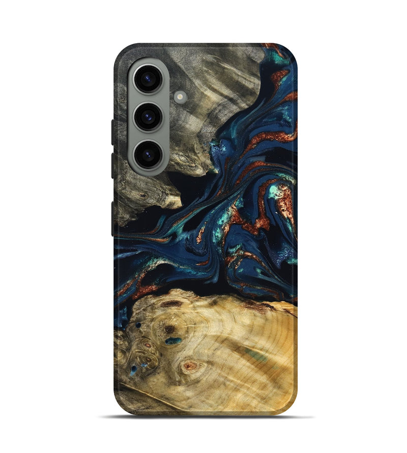 Galaxy S24 Wood Live Edge Phone Case - Monique (Teal & Gold, 823739)