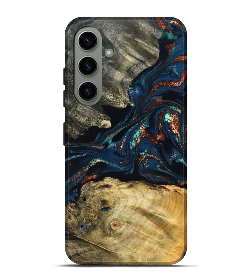 Galaxy S24 Plus Wood Live Edge Phone Case - Monique (Teal & Gold, 823739)