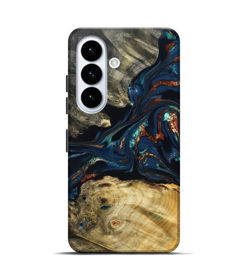 Galaxy S26 Wood Live Edge Phone Case - Monique (Teal & Gold, 823739)
