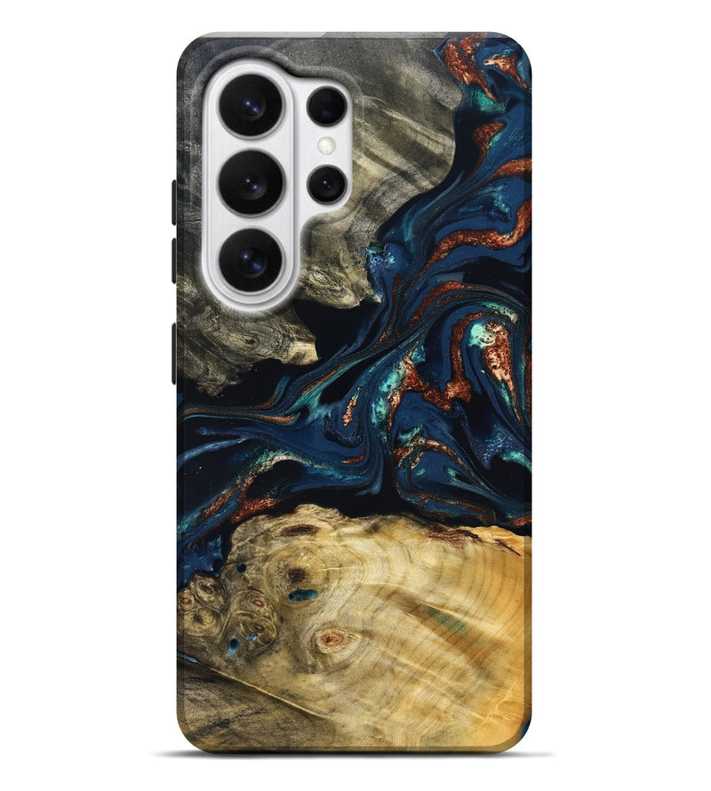 Galaxy S26 Ultra Wood Live Edge Phone Case - Monique (Teal & Gold, 823739)