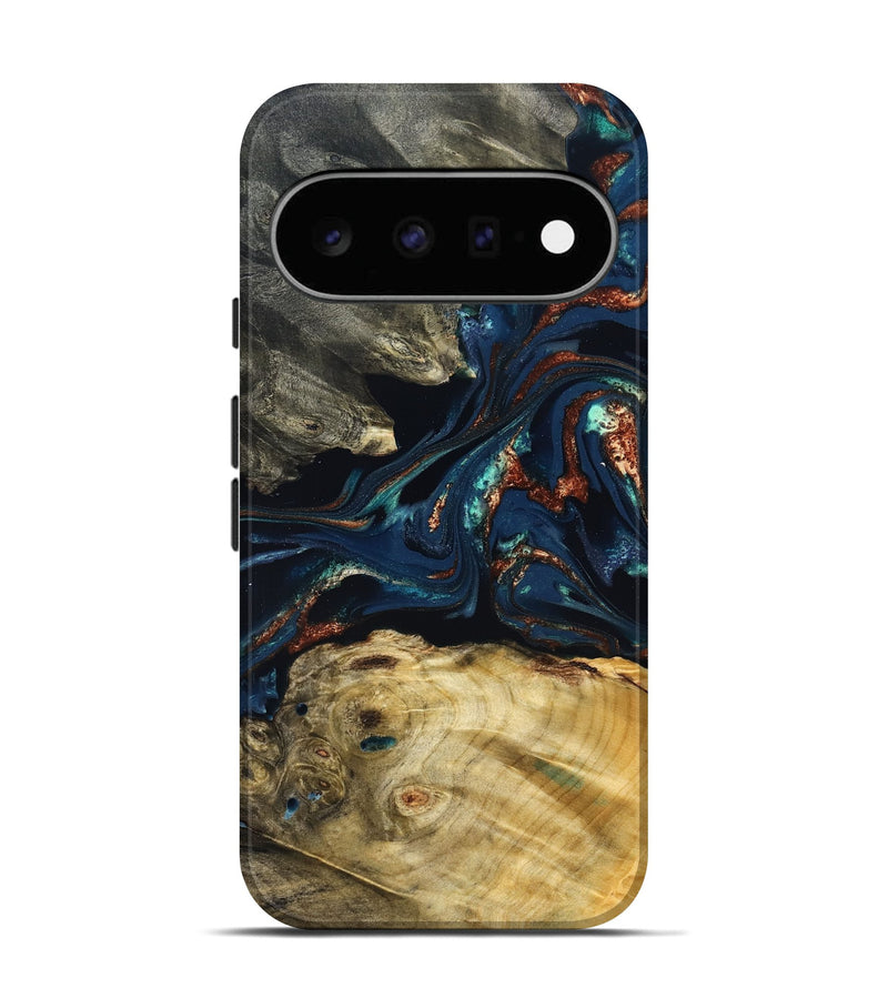Pixel 11 Wood Live Edge Phone Case - Monique (Teal & Gold, 823739)
