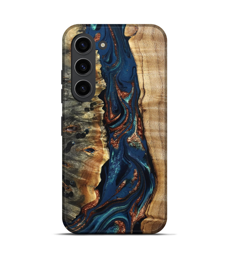 Galaxy S23 Wood Live Edge Phone Case - Noelle (Teal & Gold, 823740)