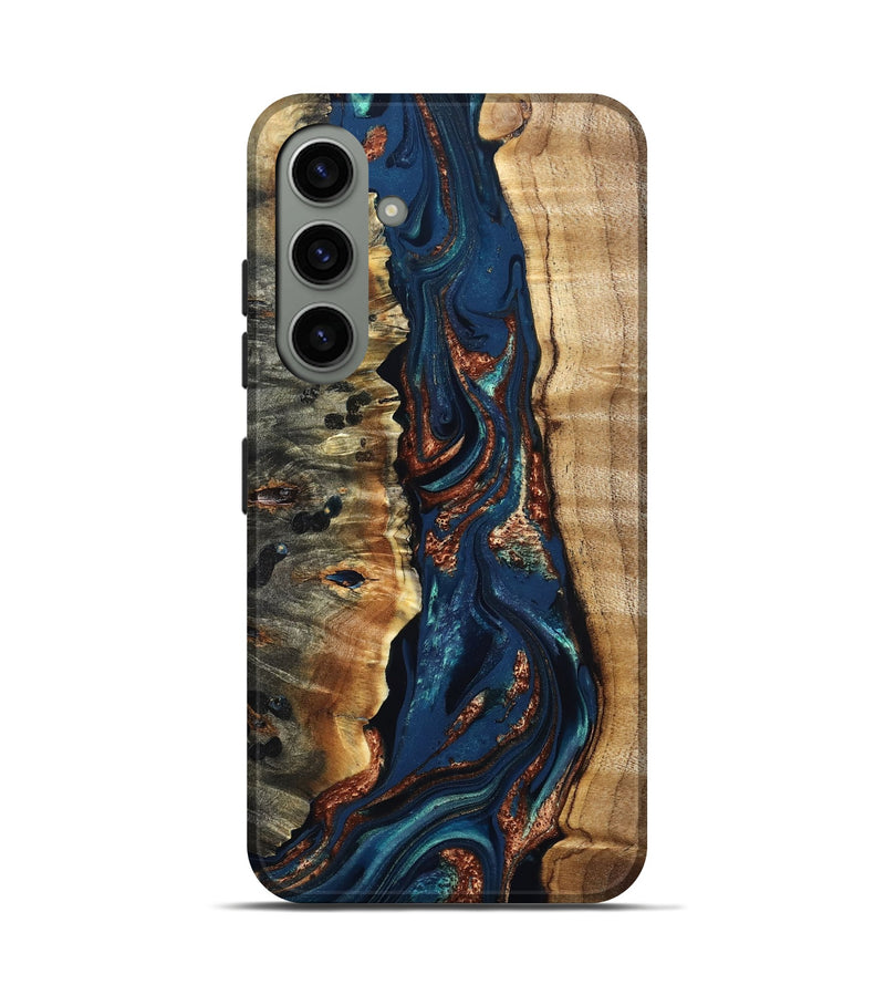Galaxy S24 Wood Live Edge Phone Case - Noelle (Teal & Gold, 823740)